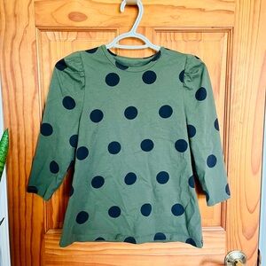 Stella & Dot Puff Sleeved Top in Olive Dot, S